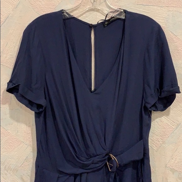 NEW Zara V-Neck Navy Romper with Buckle - L - Picture 5 of 9